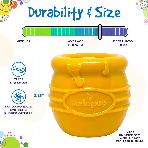 Honey Pot Durable PUP-X Rubber eCup Treat Dispenser & Enrichment Toy-Pink, L